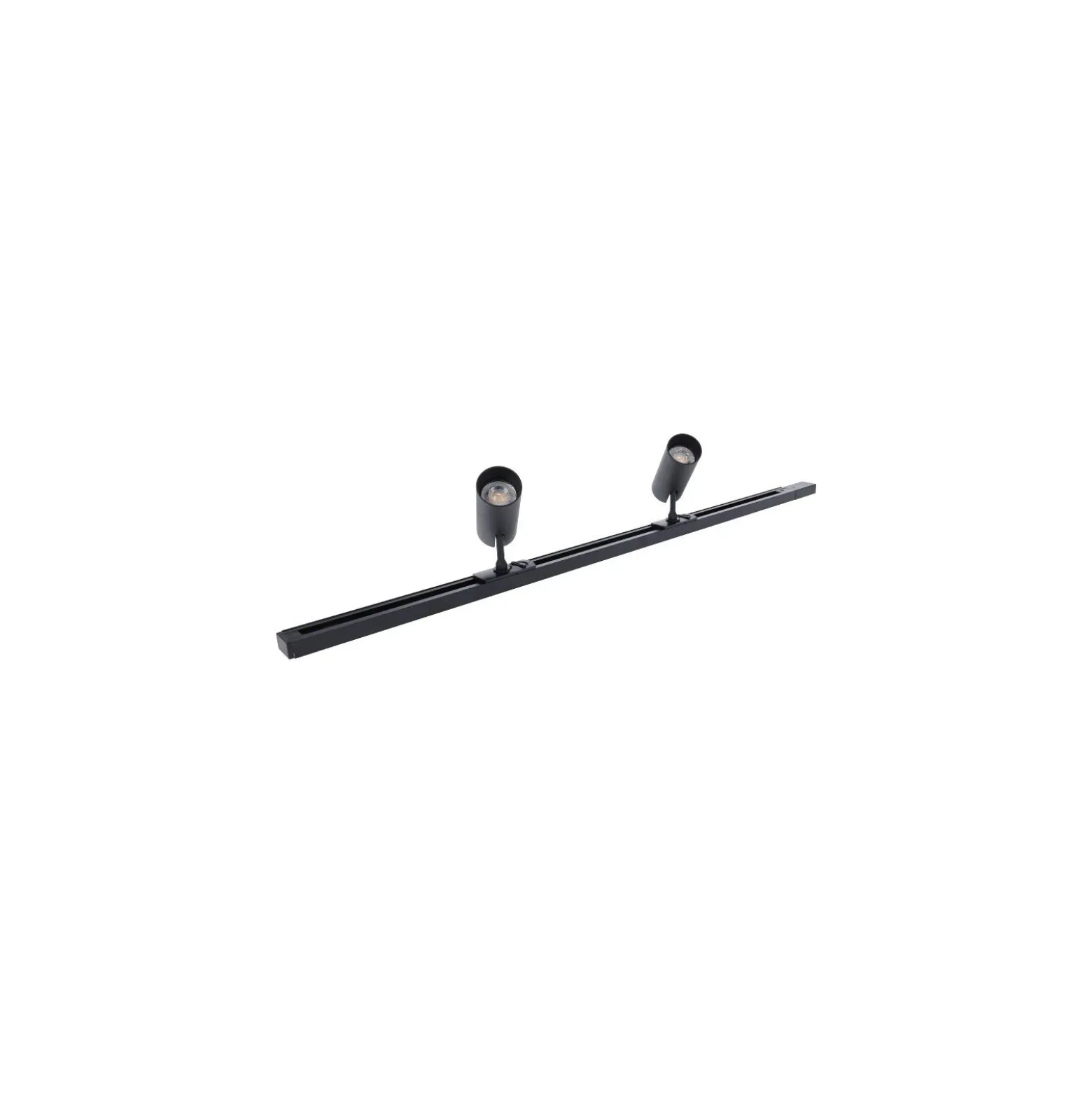 Bright Choice Komplett set 1-Fas Rail 2 Meter Svart | incl. 5x Spot + GU10 2700K 3W Dimbar + Ändkåpa, Strömkontakt och I-Anslutningsstycke
