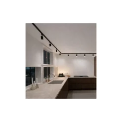 Bright Choice Komplett set 1-Fas Rail L 1,5 x 1,5 Meter Svart | incl. 8x Spot + GU10 2700K 3W Dimbar + Ändkåpa, Strömkontakt och L -Anslutningsstycke