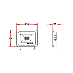 Bright Choice LED Strålkastare 20W 2000lm 100D - 840 Kallvit | IP66 - Symmetrisk