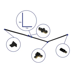 Bright Choice Rail Set 1-Fas L 1 x 2 Meter Svart | incl. Ändkåpa, Strömkontakt och L -Anslutningsstycke