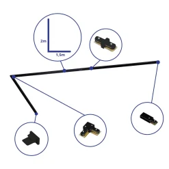 Bright Choice Rail Set 1-Fas L 1,5 x 2 Meter Svart | incl. Ändkåpa, Strömkontakt och L -Anslutningsstycke