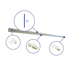 Bright Choice Rail Set 1-Fas 3 Meter Vit | incl. Ändkåpa, Strömkontakt och I-Anslutningsstycke