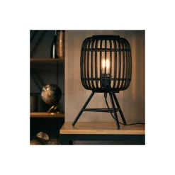 Brilliant Bordslampa Trärow Metall Bambu Svart Trä | Passande för 1x E27