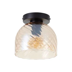 Brilliant Casto Taklampa Glas Metall Svart Beige | 190mm - Passande för 1x E27