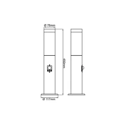 Brilliant Dody Pollare Golvlampa Metall Plast Svart | 120mm - IP44 - Utomhus - Passande för 1x E27