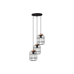 Brilliant Gwen Pendellampa Metall Trä Svart | 420mm - Passande för 3x E27