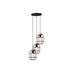 Brilliant Gwen Pendellampa Metall Trä Svart | 420mm - Passande för 3x E27