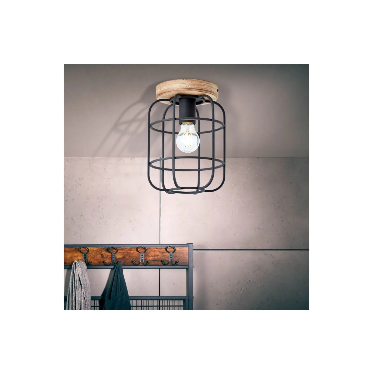 Brilliant Gwen Taklampa Metall Trä Svart | 200mm - Passande för 1x E27