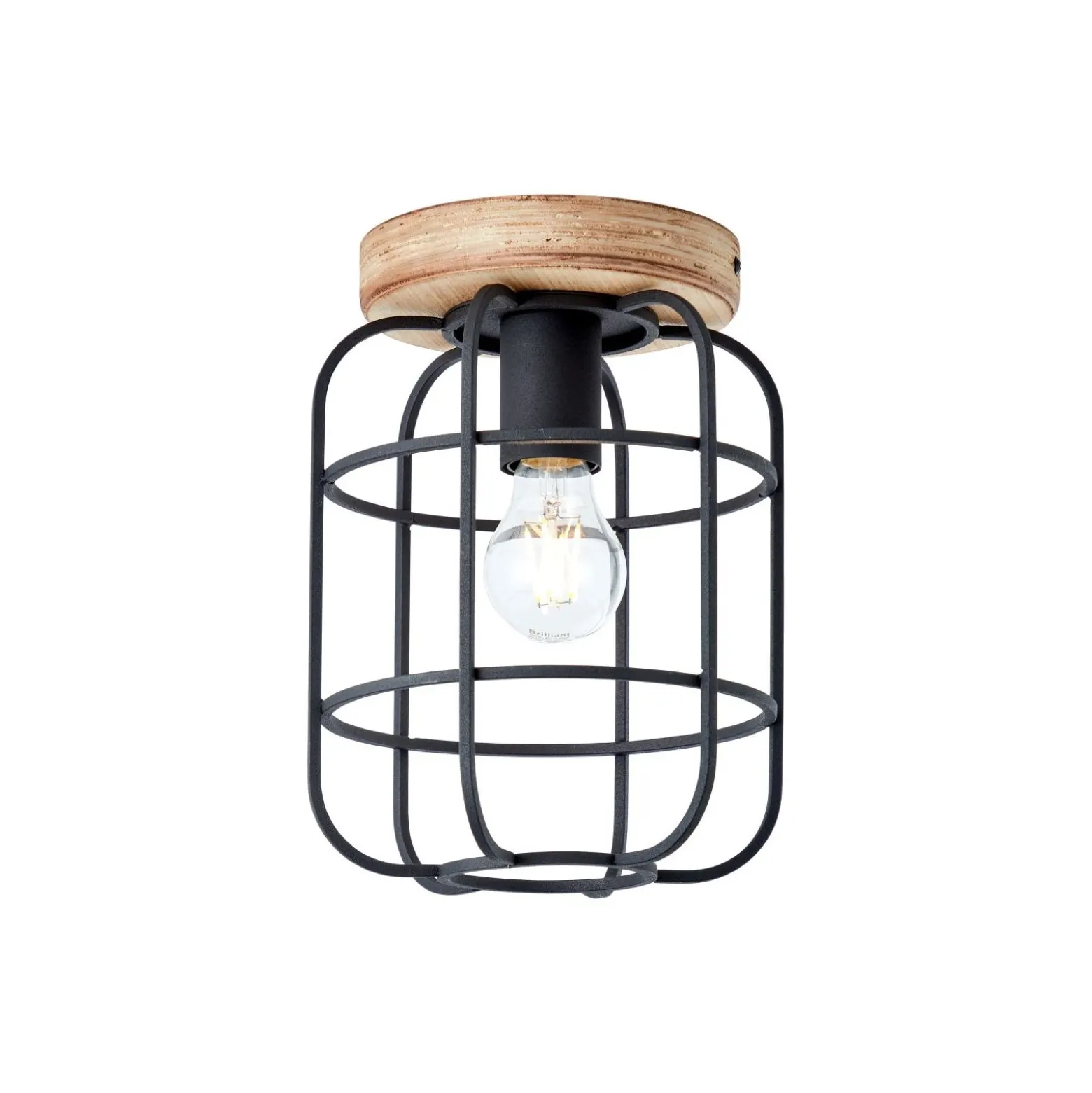 Brilliant Gwen Taklampa Metall Trä Svart | 200mm - Passande för 1x E27