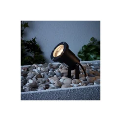 Brilliant Janko Spik Ljus Aluminium Glas Svart 3W 250lm - 830 Varm Vit | 90mm - IP44 - Utomhus - Inkl. 1x GU10
