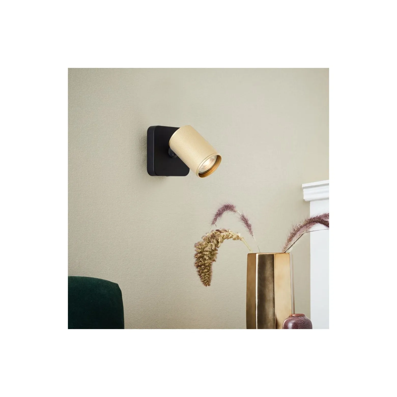 Brilliant Marty Vägglampa Aluminium Sandig Svart Guld 5W 350lm - 830 Varm Vit | Inkl. 1x GU10