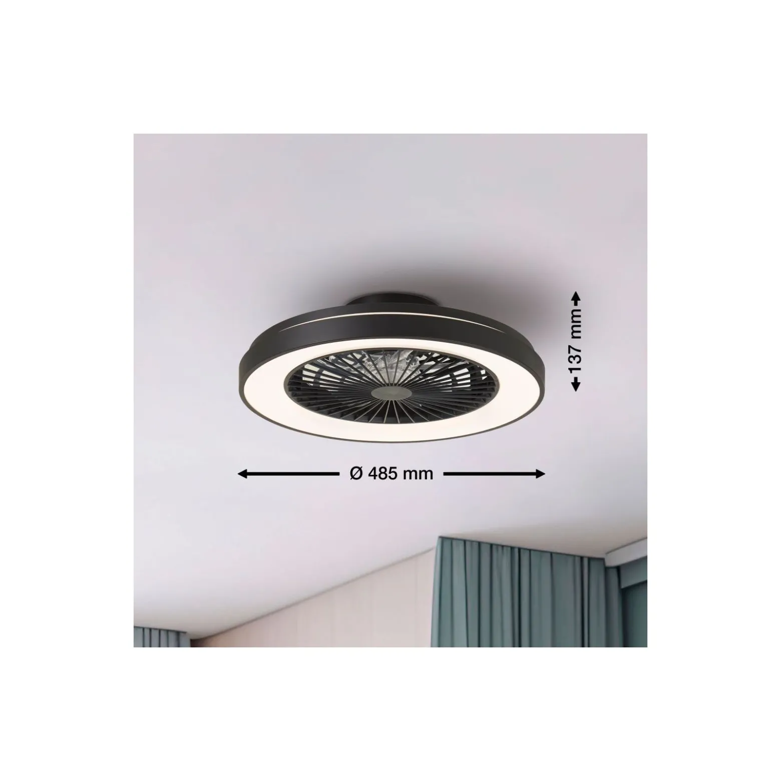 Brilliant Mazzaro Takfläkt Plast Svart 36W 4700lm - 830-865 CCT+RGB | 485mm - Fjärrkontroll Dimbar