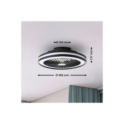 Brilliant Palmero Takfläkt Plast Metall Svart 36W 5000lm - 827-865 CCT | 466mm - Fjärrkontroll Dimbar