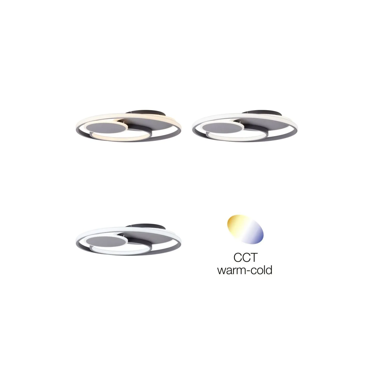 Brilliant Runda Taklampa Metall Silicone Grå 45W 5200lm - 830-865 CCT | 500mm - Fjärrkontroll Dimbar