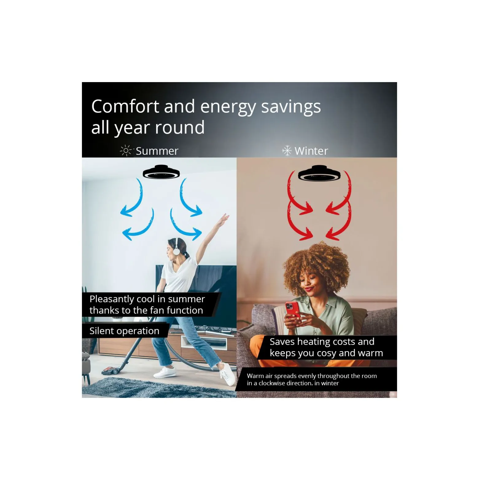 Brilliant Salerno Takfläkt Plast Metall Vit 36W 4700lm - 830-865 CCT+RGB | 485mm - Fjärrkontroll Dimbar