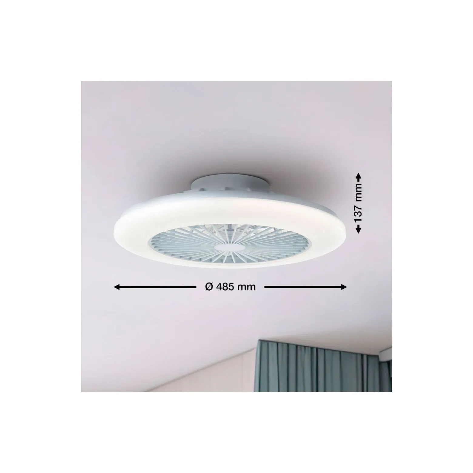 Brilliant Salerno Takfläkt Plast Metall Vit 36W 4700lm - 830-865 CCT+RGB | 485mm - Fjärrkontroll Dimbar