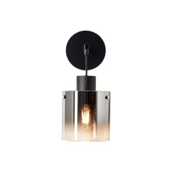 Brilliant Simonis Vägglampa Glas Metall Smoke Svart | Passande för 1x E27