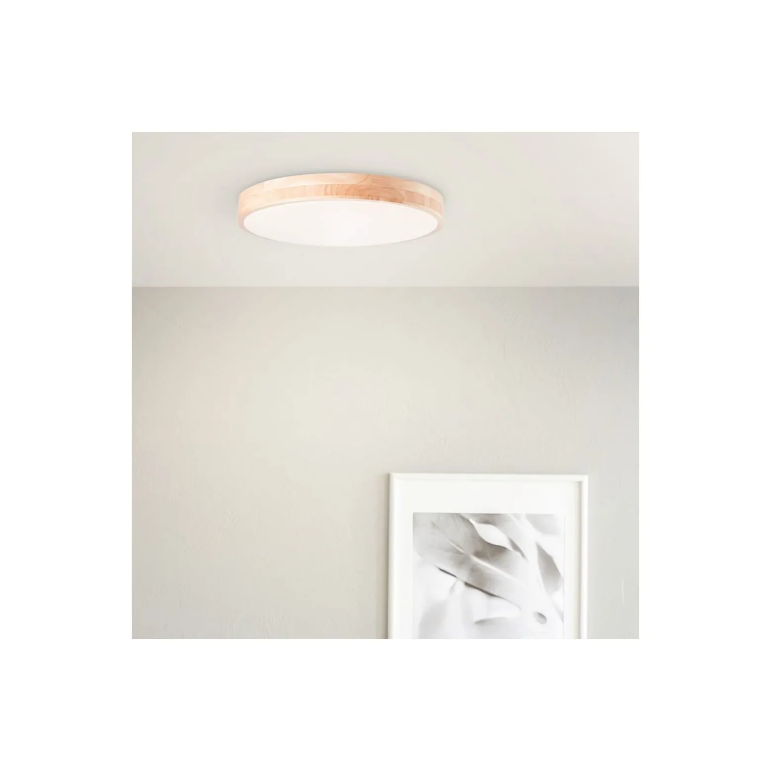 Brilliant Slimline Taklampa Metall Trä Plast Trä Vit 34W 3800lm - 830-865 CCT | 500mm - Fjärrkontroll Dimbar