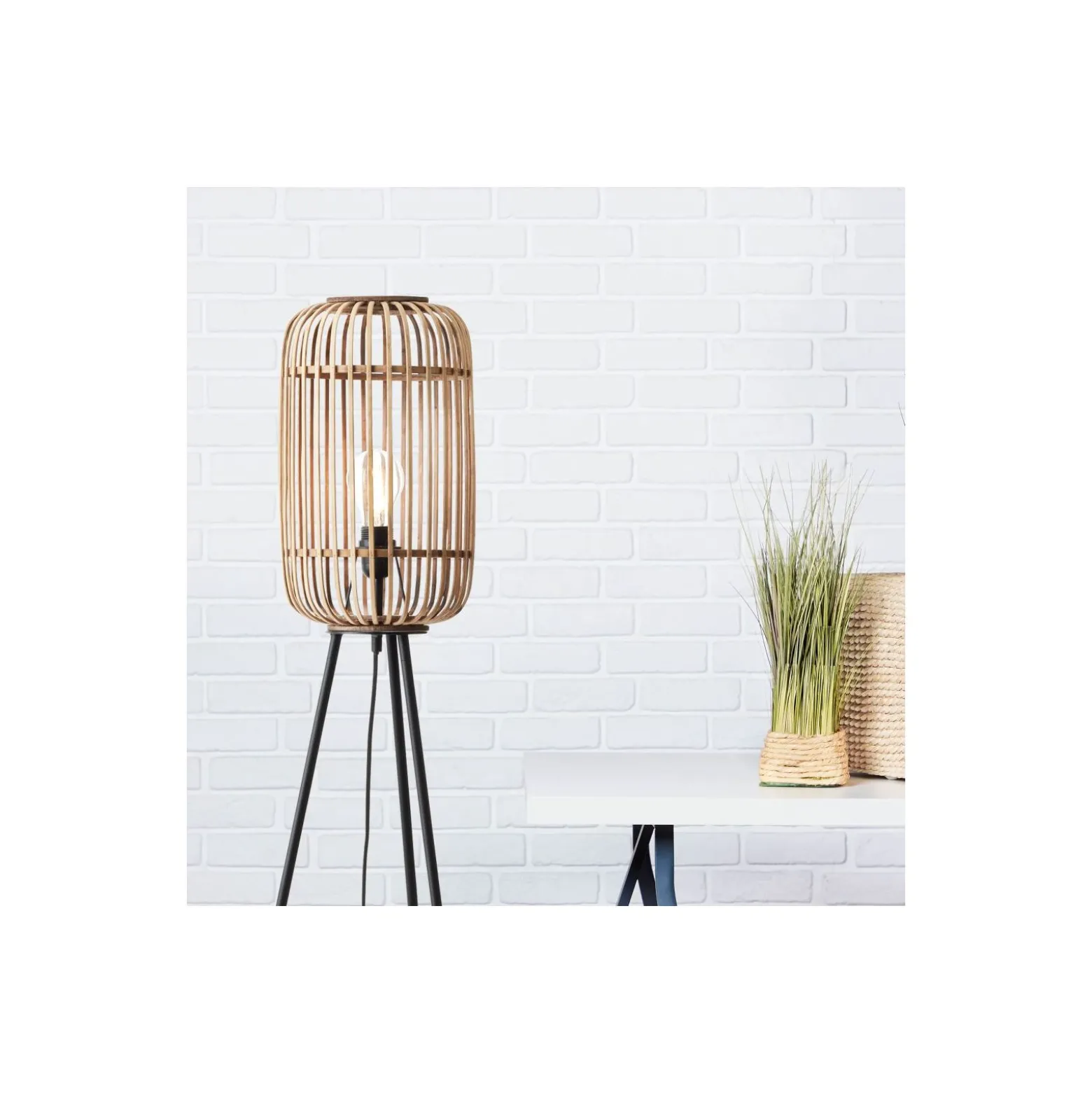 Brilliant Stolpebelysning Trärow Metall Bambu Brun | 450mm - Passande för 1x E27