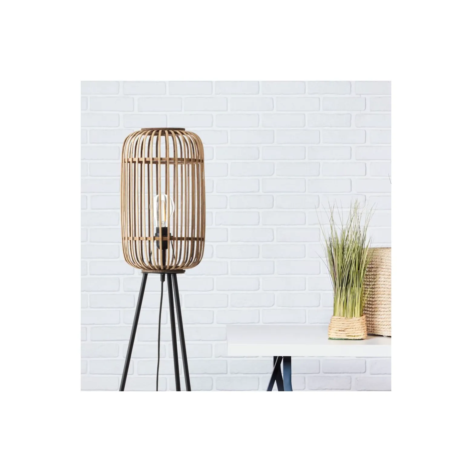 Brilliant Stolpebelysning Trärow Metall Bambu Brun | 450mm - Passande för 1x E27