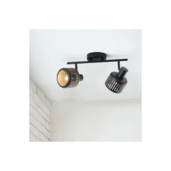 Brilliant Tyas Taklampa Aluminium Metall Svart Guld | Passande för 2x E14