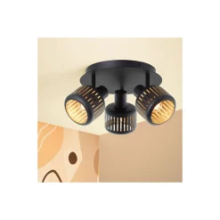 Brilliant Tyas Taklampa Aluminium Metall Svart Guld | 370mm - Passande för 3x E14