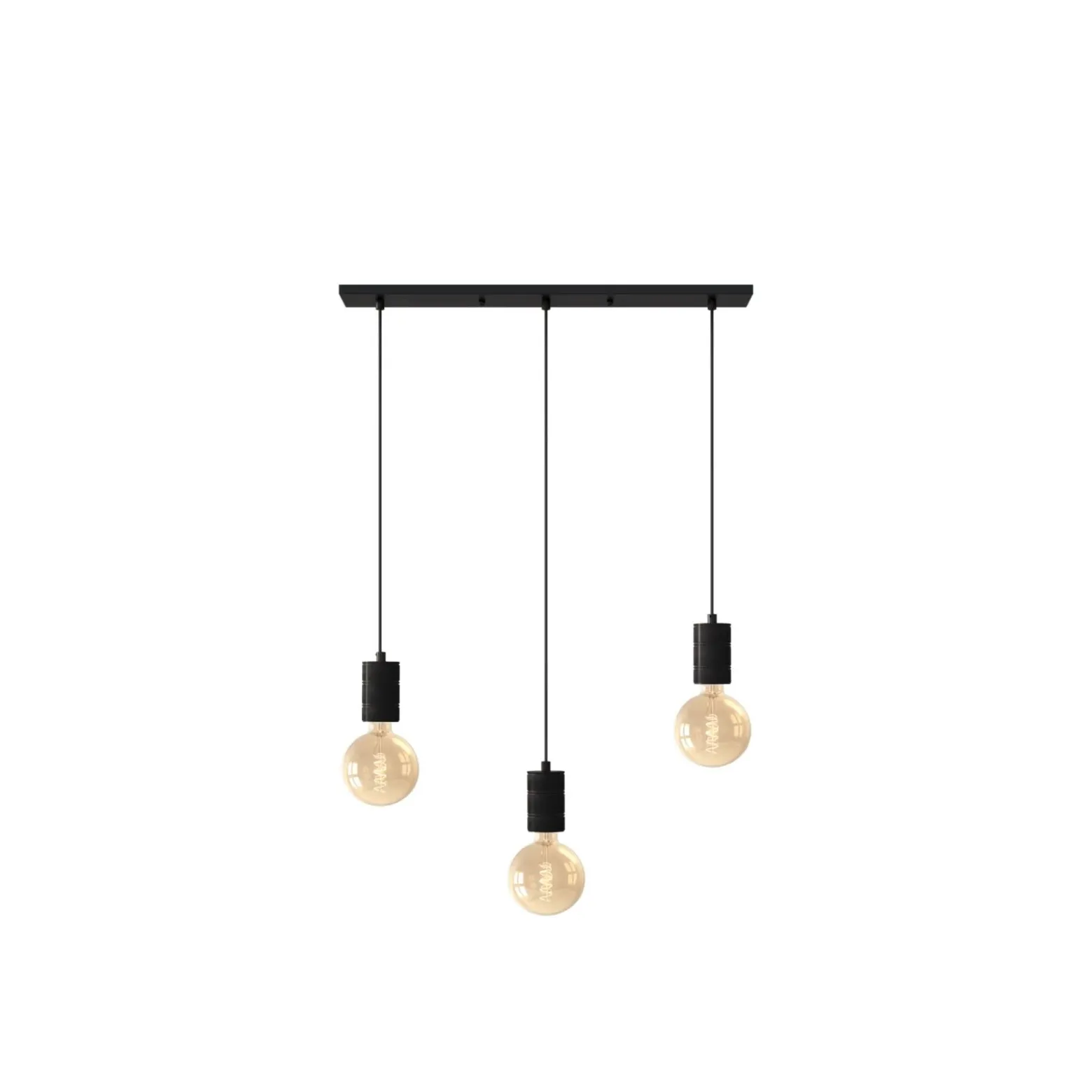 Calex Retro Pendellampa Cordset Rektangulär Metall Svart |incl. kabel 2 Meter - Passande för 3xE27