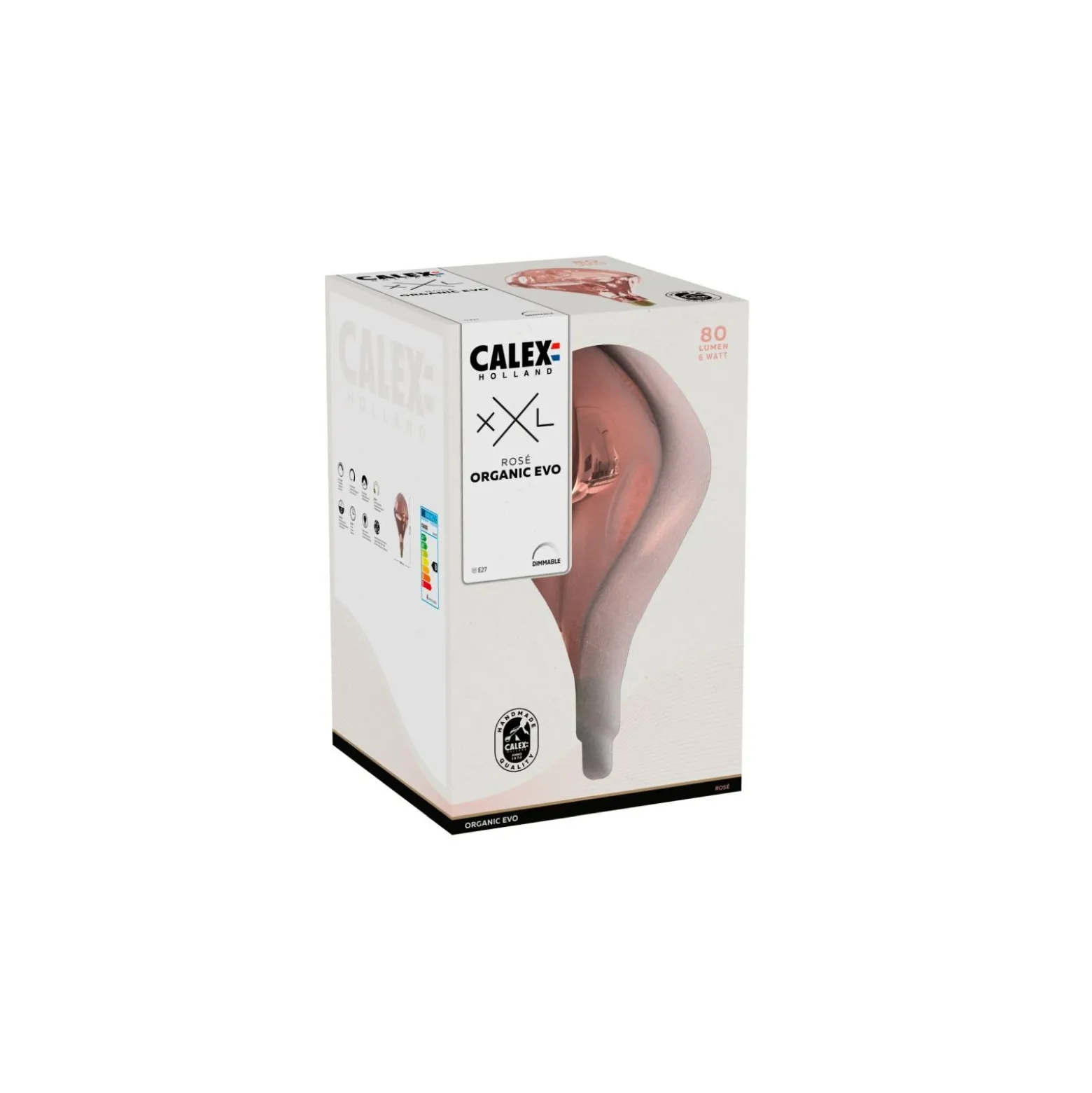 Calex XXL Organic Evo Rose LED E27 Filament 6W 80lm- 818 Extra Varm Vit | Dimbar