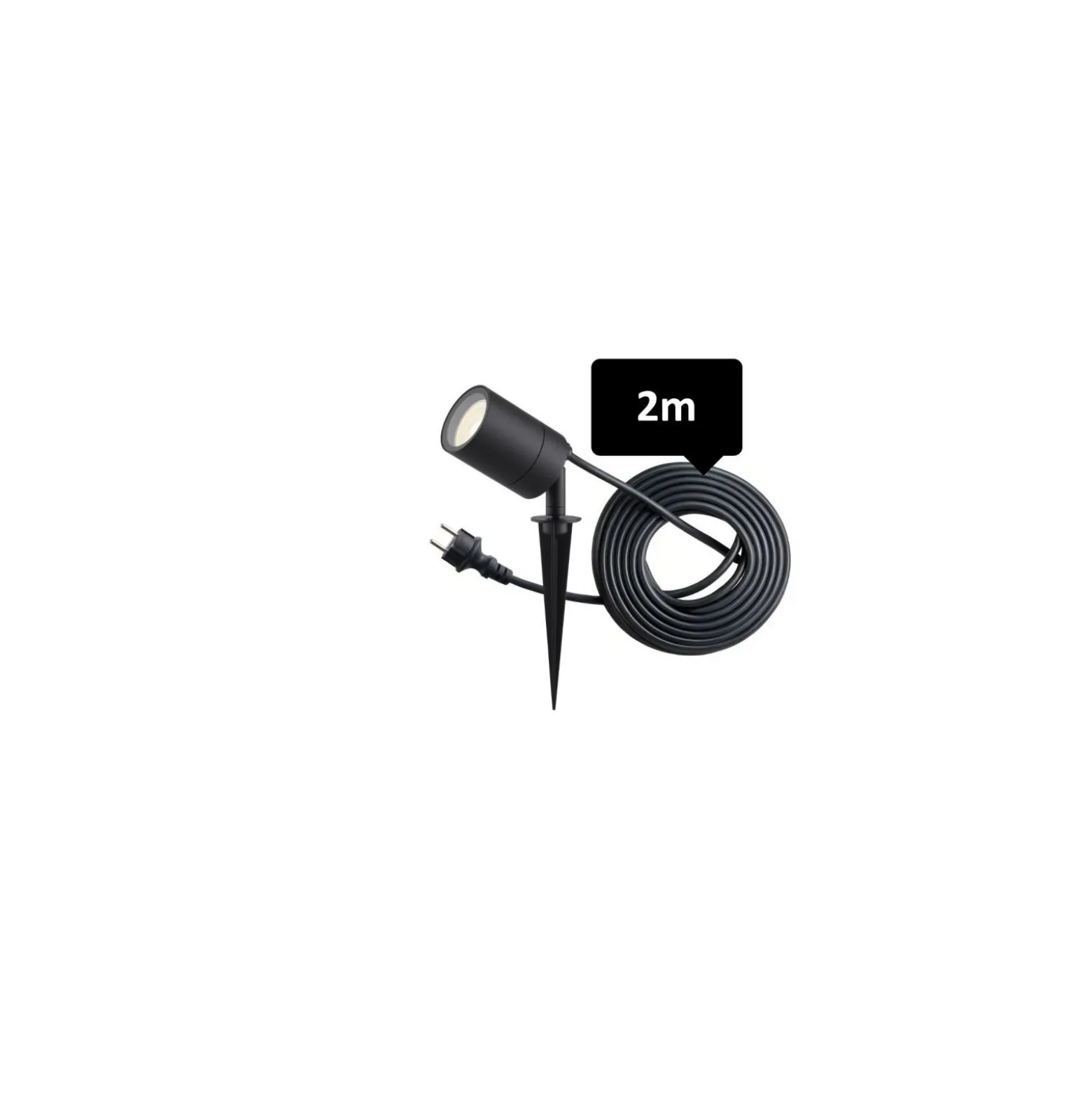 D'Lite Spik Ljus Fuse Strömkabel Svart | IP65 - Passande för 1x GU10 | incl. cable 2 Meter