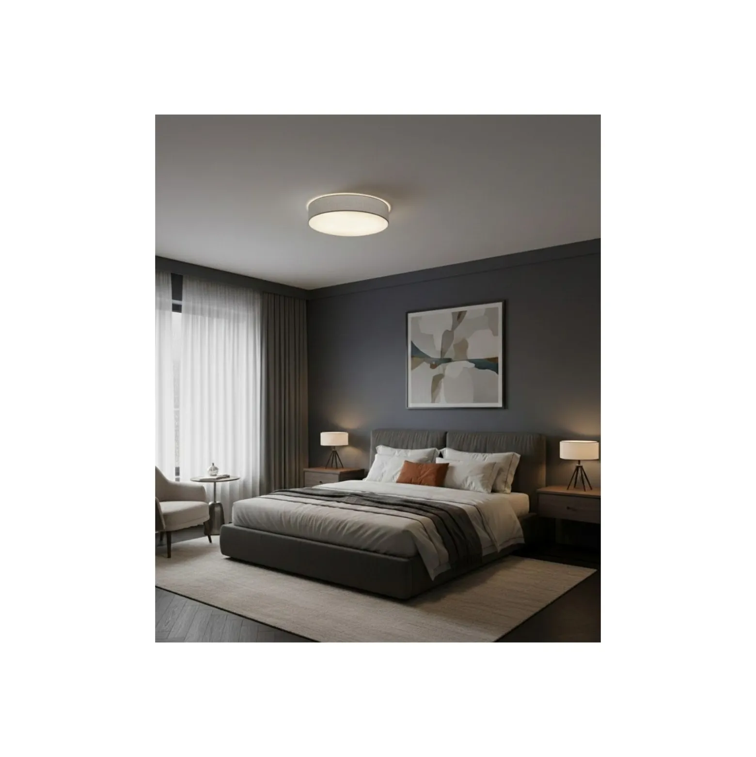 D'Lite Taklampa Lunelle 50cm Textil Grå | Passande För 3x E27
