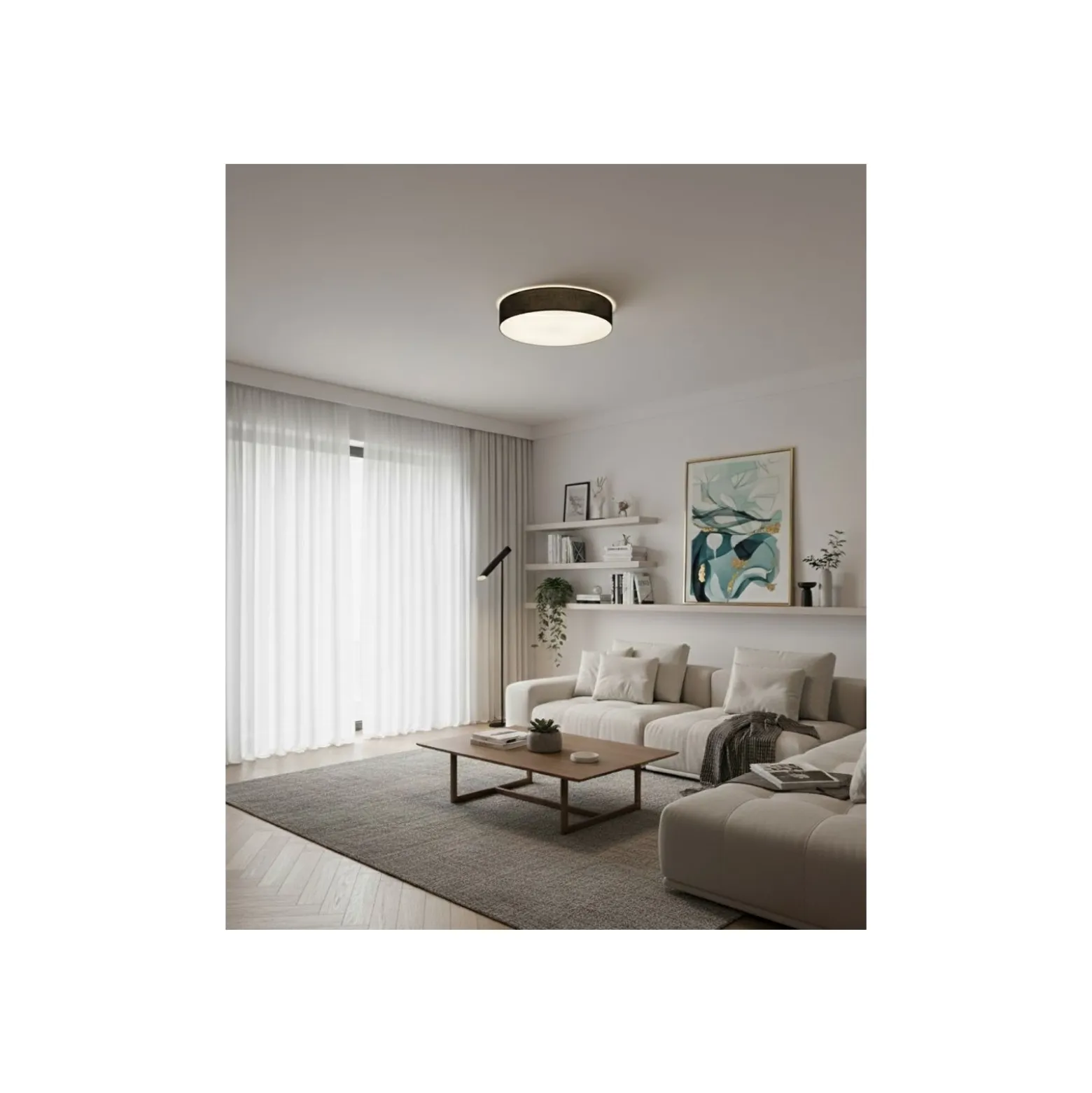 D'Lite Taklampa Lunelle 50cm Textil Svart | Passande för 3x E27