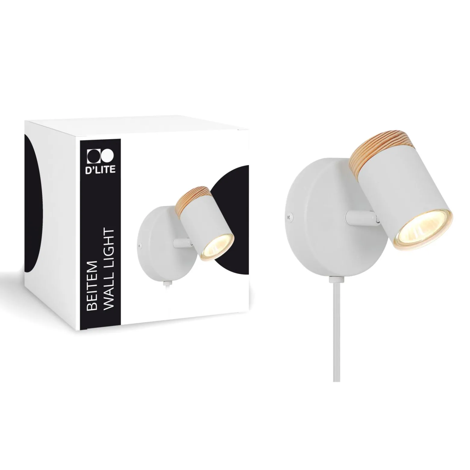 D'Lite Vägglampa Beitem Matt Vit FSC Trä | Passande För 1x GU10