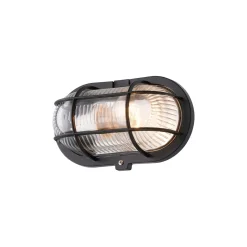 D'Lite Vägglampa Ecco Svart Oval | IP44 - Passande för 1x E27