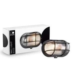 D'Lite Vägglampa Ecco Svart Oval | IP44 - Passande för 1x E27