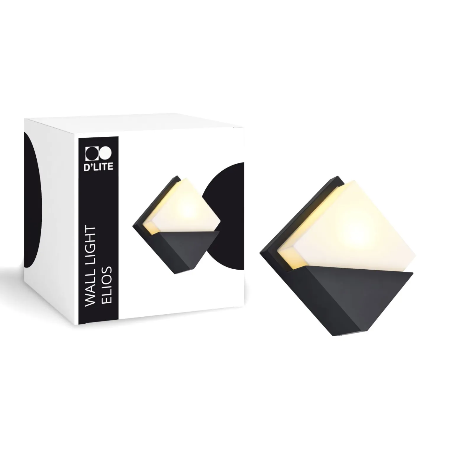 D'Lite Vägglampa Elios ABS Svart | IP54 - Passande för 1x E27