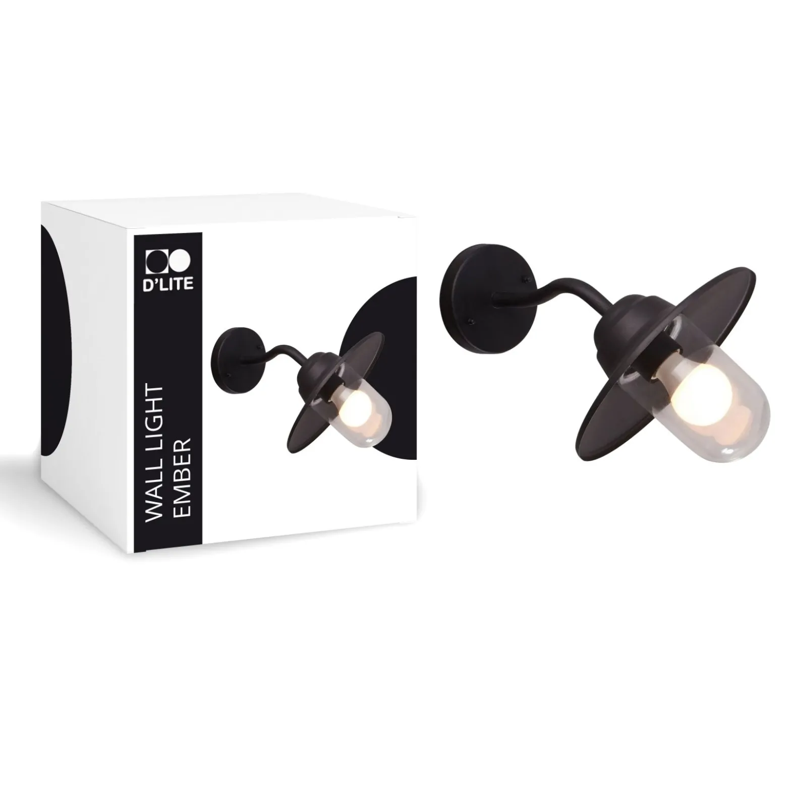 D'Lite Vägglampa Ember Svart | IP54 - Passande för 1x E27