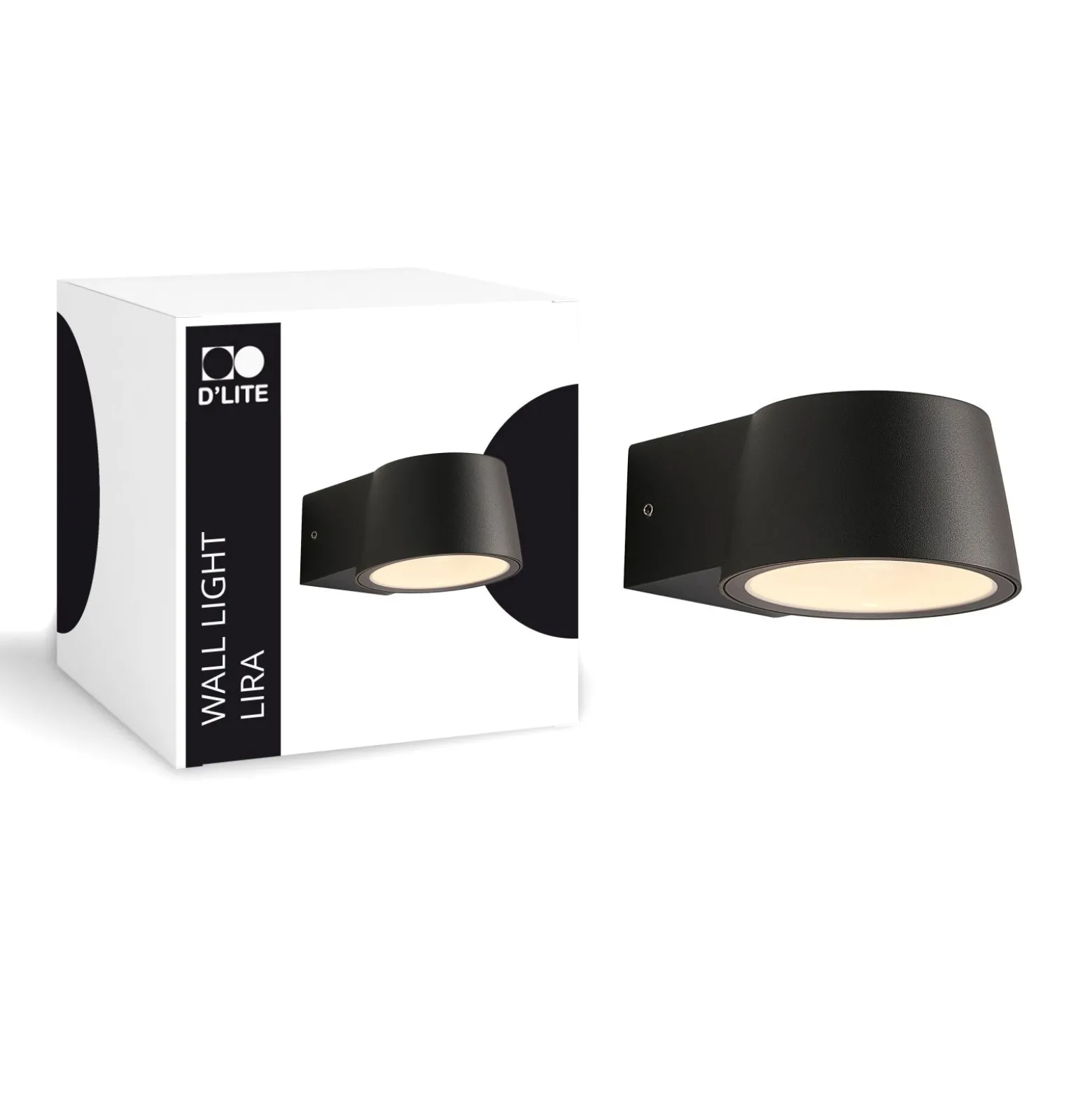 D'Lite Vägglampa Lira Svart 7W 600lm 830 Varm Vit | IP54