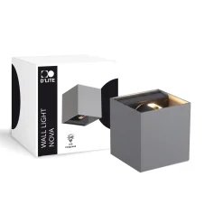 D'Lite Vägglampa Nova Grå Up & Down 4.9W 480lm - 830 Varm Vit | IP54 - Justerbar strålvinkel