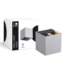 D'Lite Vägglampa Nova Silver Up & Down 4.9W 480lm - 830 Varm Vit | IP54 - Justerbar strålvinkel