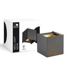 D'Lite Vägglampa Nova Svart Up & Down 4.9W 480lm - 830 Varm Vit | IP54 - Justerbar strålvinkel