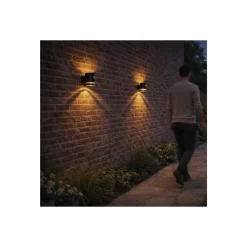 D'Lite Vägglampa Solis Solar Svart Up & Down - 830 Varm Vit | IP54 - Rörelsesensor