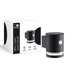 D'Lite Vägglampa Solis Solar Svart Up & Down - 830 Varm Vit | IP54 - Rörelsesensor