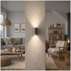 D'Lite Vägglampa Vossem Grå Up & Down | Passande för 2x GU10