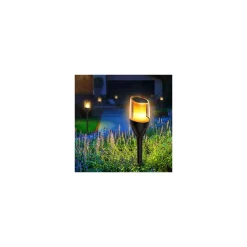 Dubbelpack 2x Interlight Spik Ljus Solar Trädgård Torch Svart 1W 40lm - 816 Extra Varm Vit | incl. Batteri