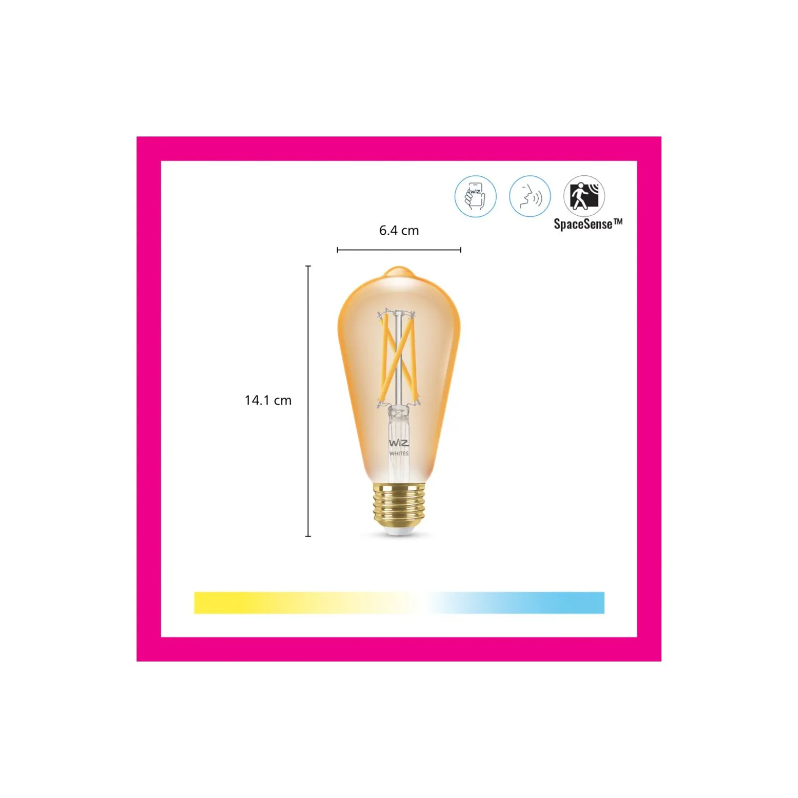 Dubbelpack 2x WiZ Smart LED E27 Edison Filament Guld 7W 640lm | Bästa Färgåtergivning - Dimbar - Ersättare 50W