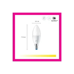 Dubbelpack 2x WiZ Smart LED E14 Kronljus Matt 5W 470lm | Bästa Färgåtergivning - Dimbar - Ersättare 40W