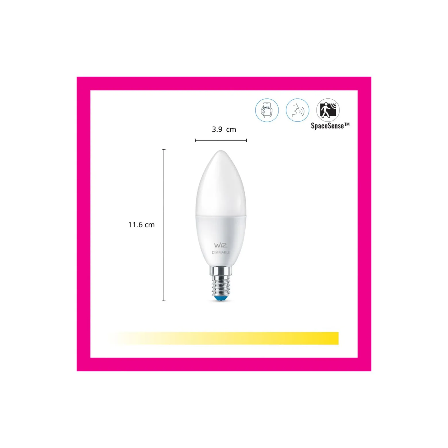 Dubbelpack 2x WiZ Smart LED E14 Kronljus Matt 5W 470lm | Bästa Färgåtergivning - Dimbar - Ersättare 40W