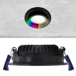 EcoDim Infälld Spot Svart 6W 450lm 60D 827- 860 Justerbar Vit | RGB - 85mm - Utskärning 75mm - IP54 - Zigbee Dimbar