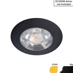 EcoDim Infälld Spot Svart 3W 240lm 90D - 827 Extra Varm Vit | 62mm - Utskärning 55mm - IP54 - Dimbar