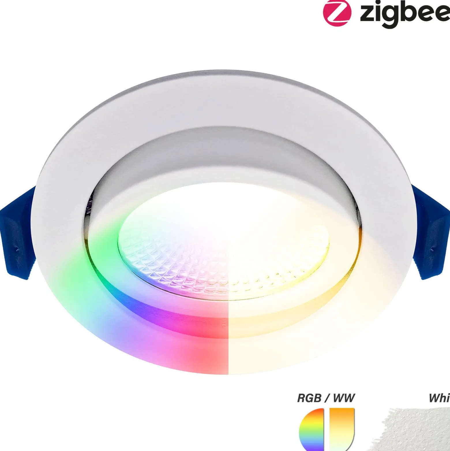 EcoDim Infälld Spot Vit 6W 450lm 60D 827- 860 Justerbar Vit | RGB - 85mm - Utskärning 75mm - IP54 - Zigbee Dimbar